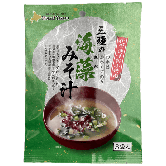 Hokkai Yamato Instant Miso Soup with 3 types of Seaweed 3servings / 北海大和 三種の海藻みそ汁 3食入 - RiceWineShop